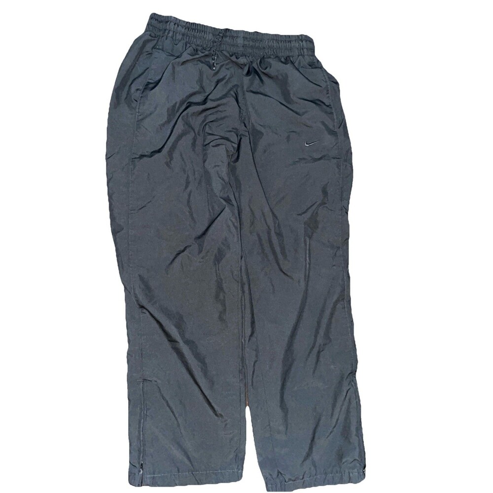Vtg Nike The Athletic Dept Pants Mens L Black Fleece Lined Track Zip Leg Y2K